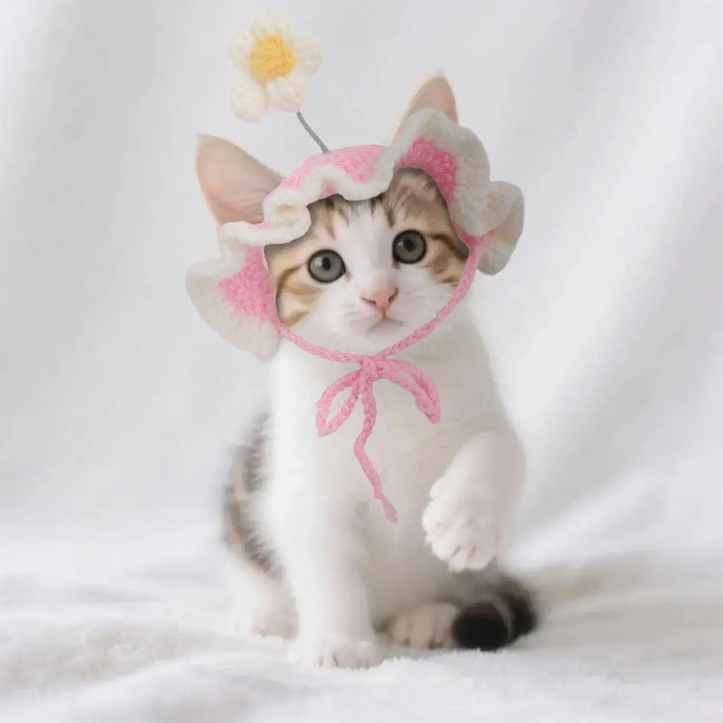 Gorro Tejido Flor para Mascota