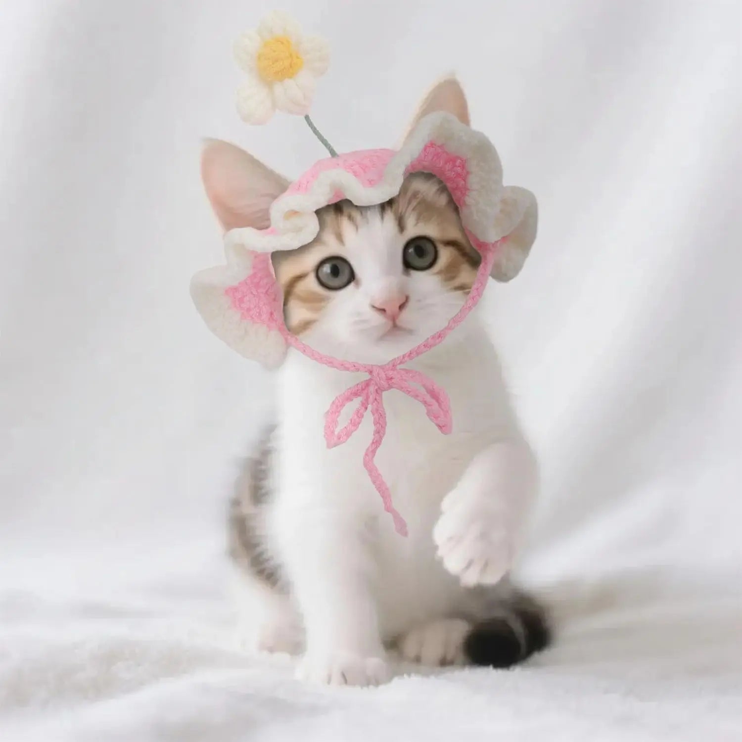 Gorro Tejido Flor para Mascota
