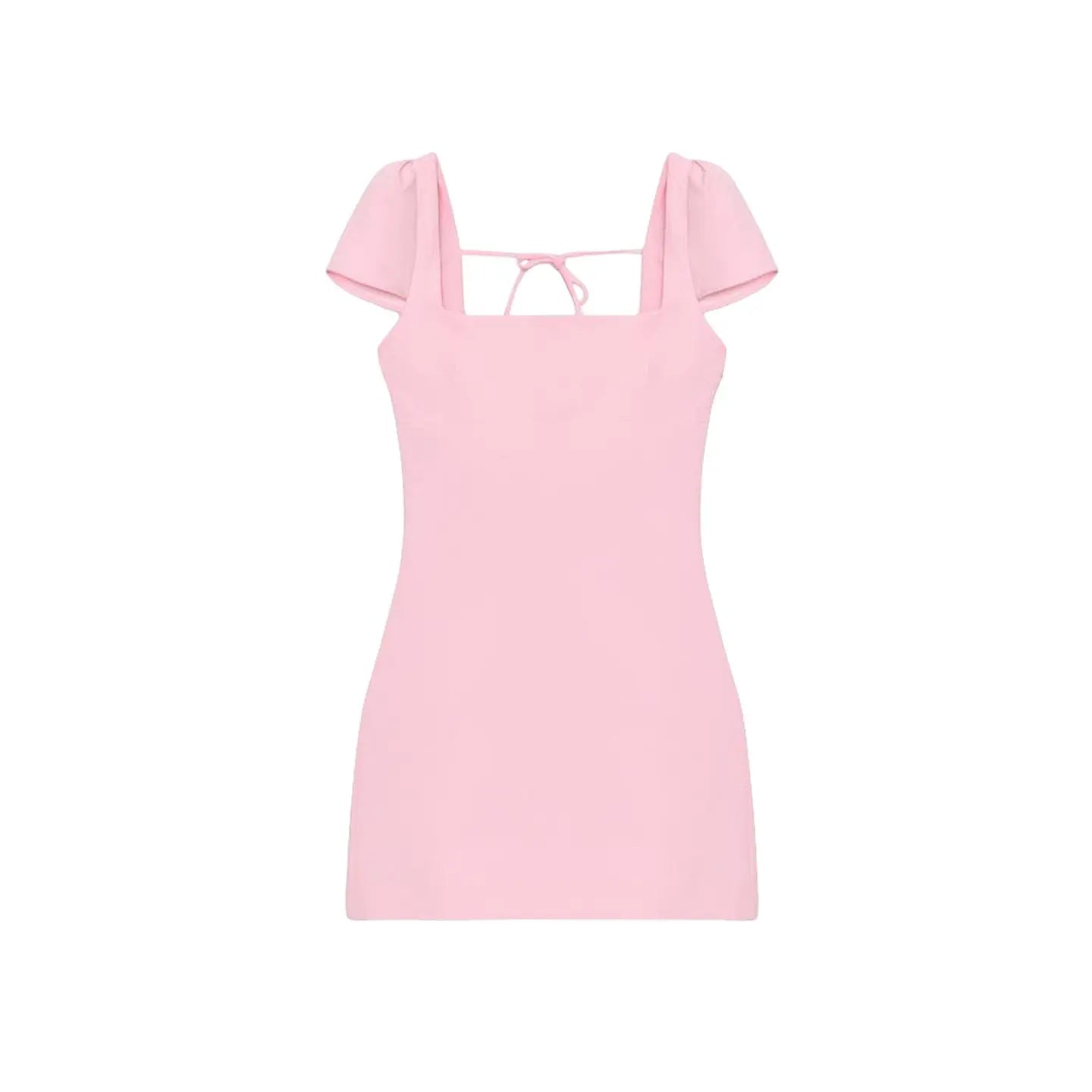 Vestido Corto con Amarre y Espalda Descubierta — Manga Globo