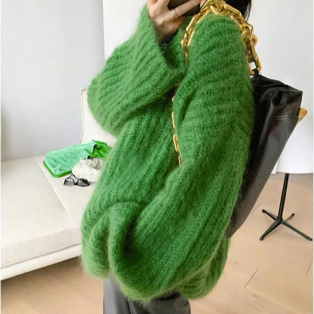Sweater Oversize Afelpado Liso — Manga Larga Suave