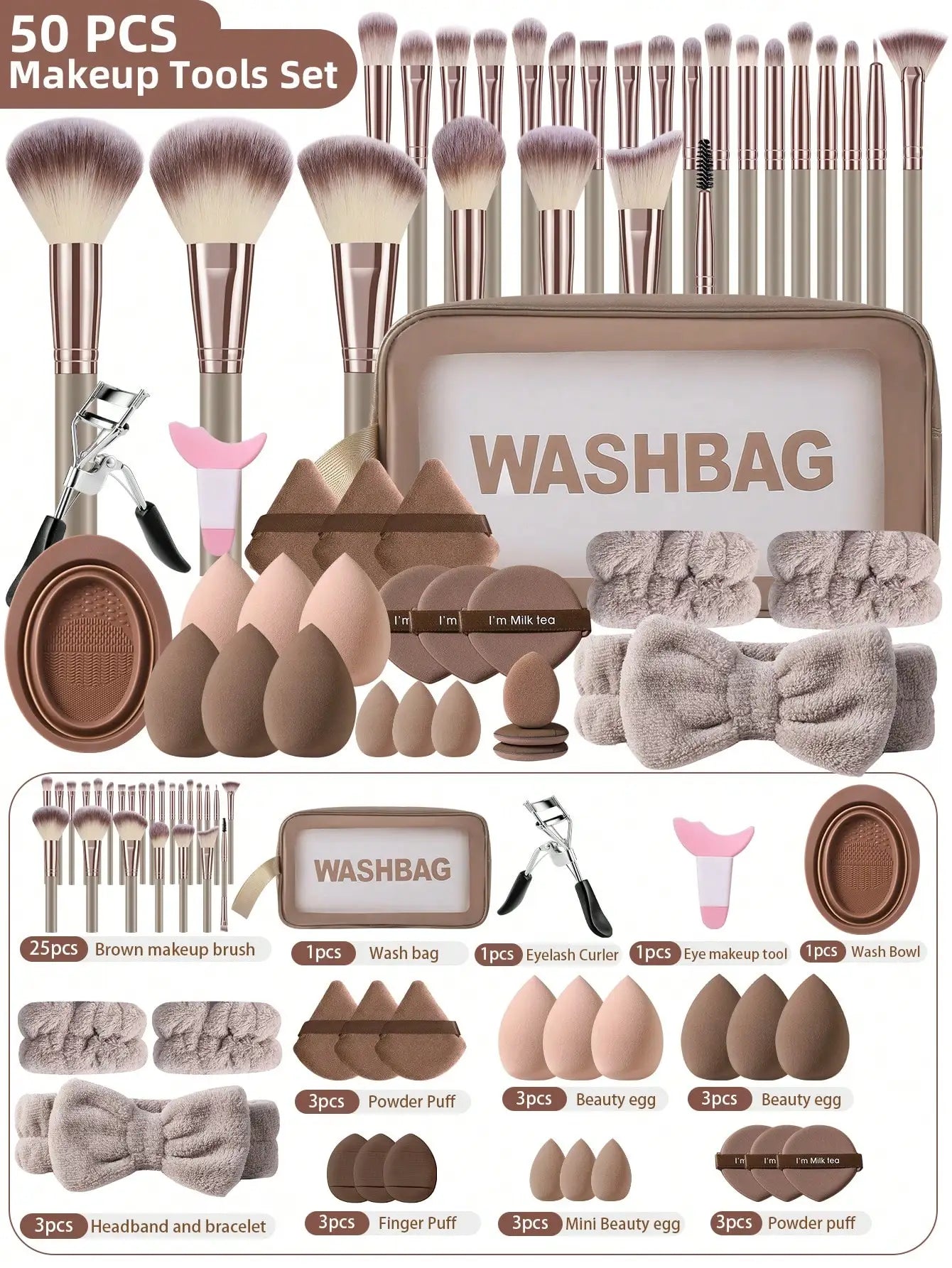 Set de 50 Piezas — Neceser y Brochas