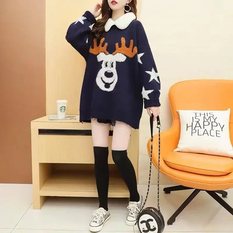 Sweater Navideño Cuello Peter Pan — Corte Holgado