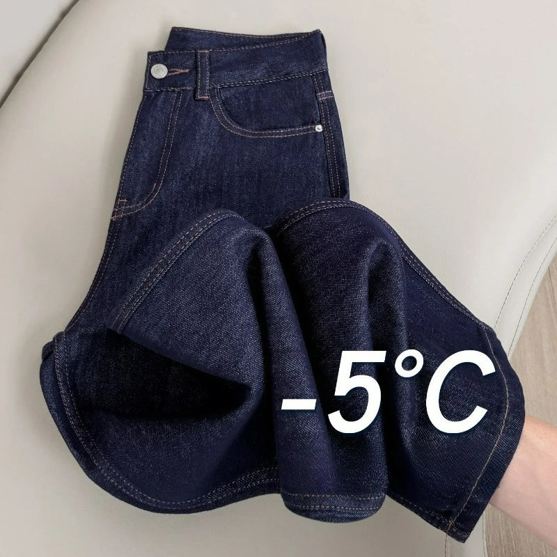 Jeans Rectos de Lyocell Tipo Seda — Estilo Coreano Retro