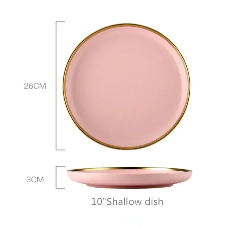 Set de Vajilla Porcelana Borde Dorado