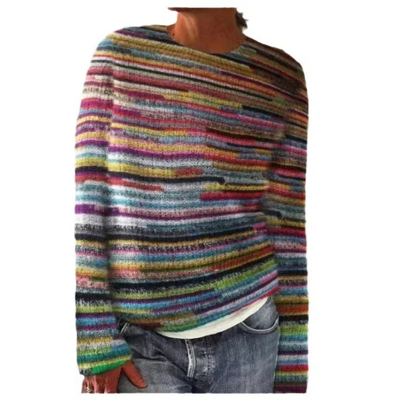 Sweater a Rayas Estampado — Corte Recto Streetwear