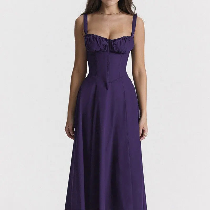 Vestido Midi Estilo Corsé Floral — Silueta Ajustada Vintage