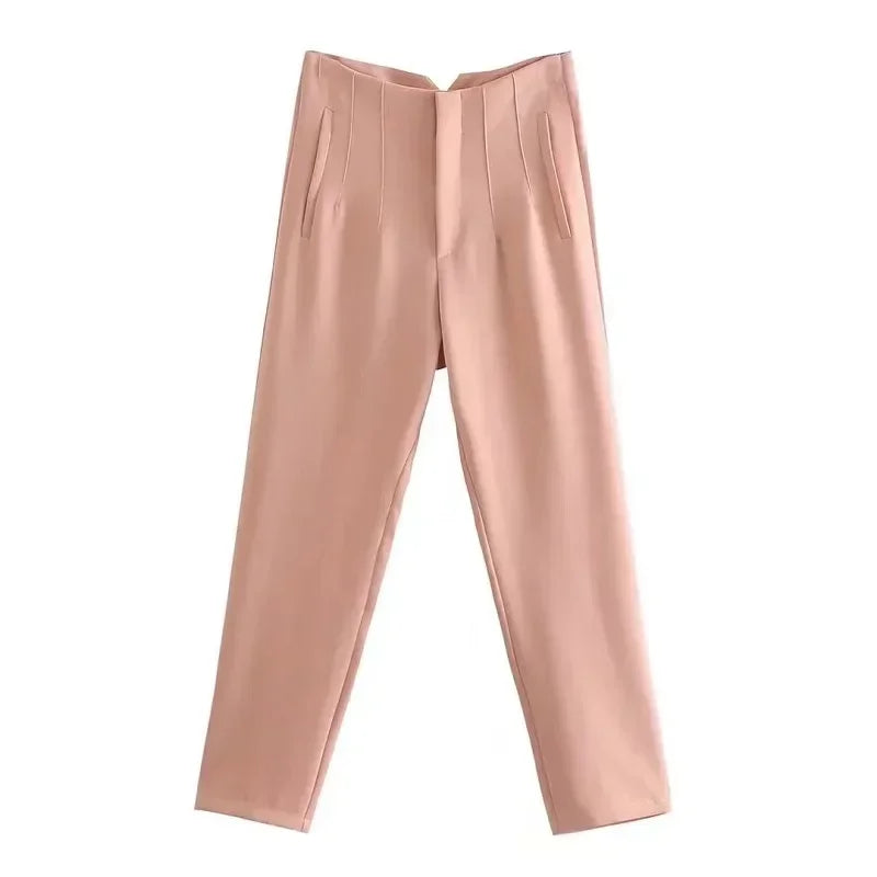 Pantalón Recto de Oficina Tiro Alto — Corte Formal