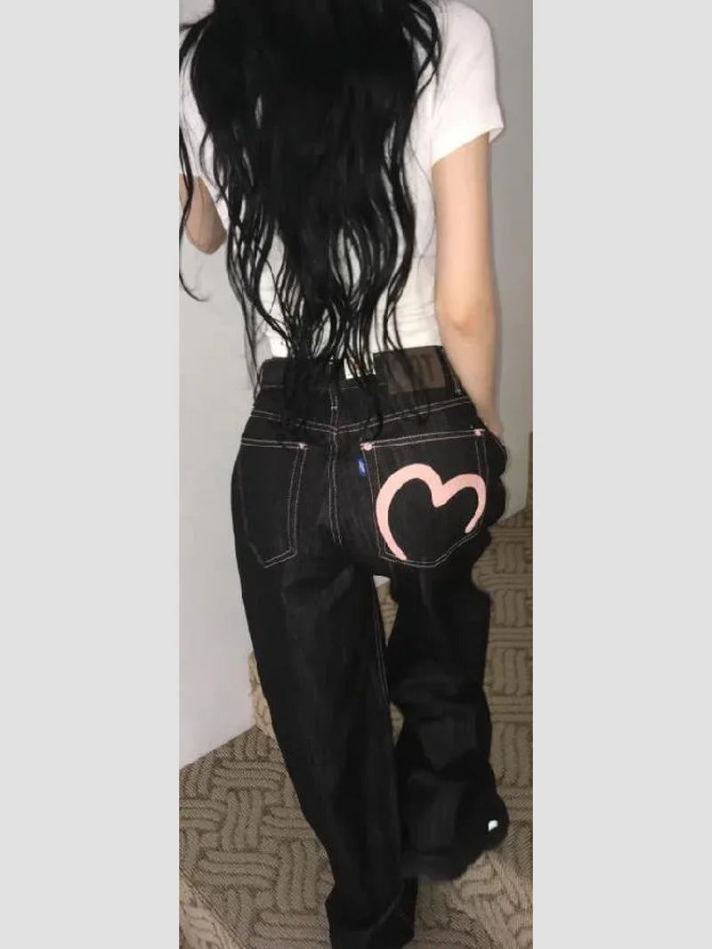 Jeans Anchos Mom Fit Y2K — Estilo Grunge Harajuku