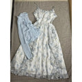 Conjunto Vestido Midi Floral y Cárdigan Ligero — Set Dos Piezas