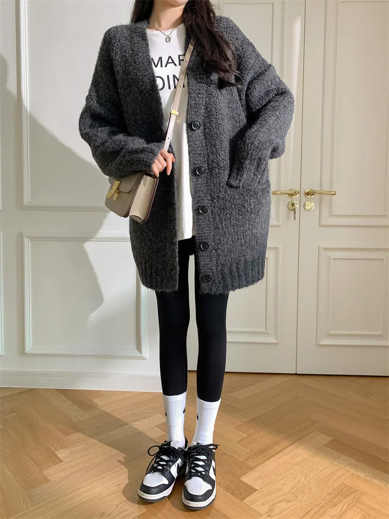 Cárdigan Grueso con Bolsillos — Cuello V Streetwear
