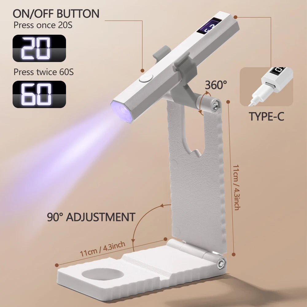 Lámpara UV LED con Soporte y Pantalla — Secado de Gel
