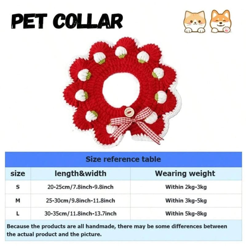 Collar Tejido Fresa para Mascota