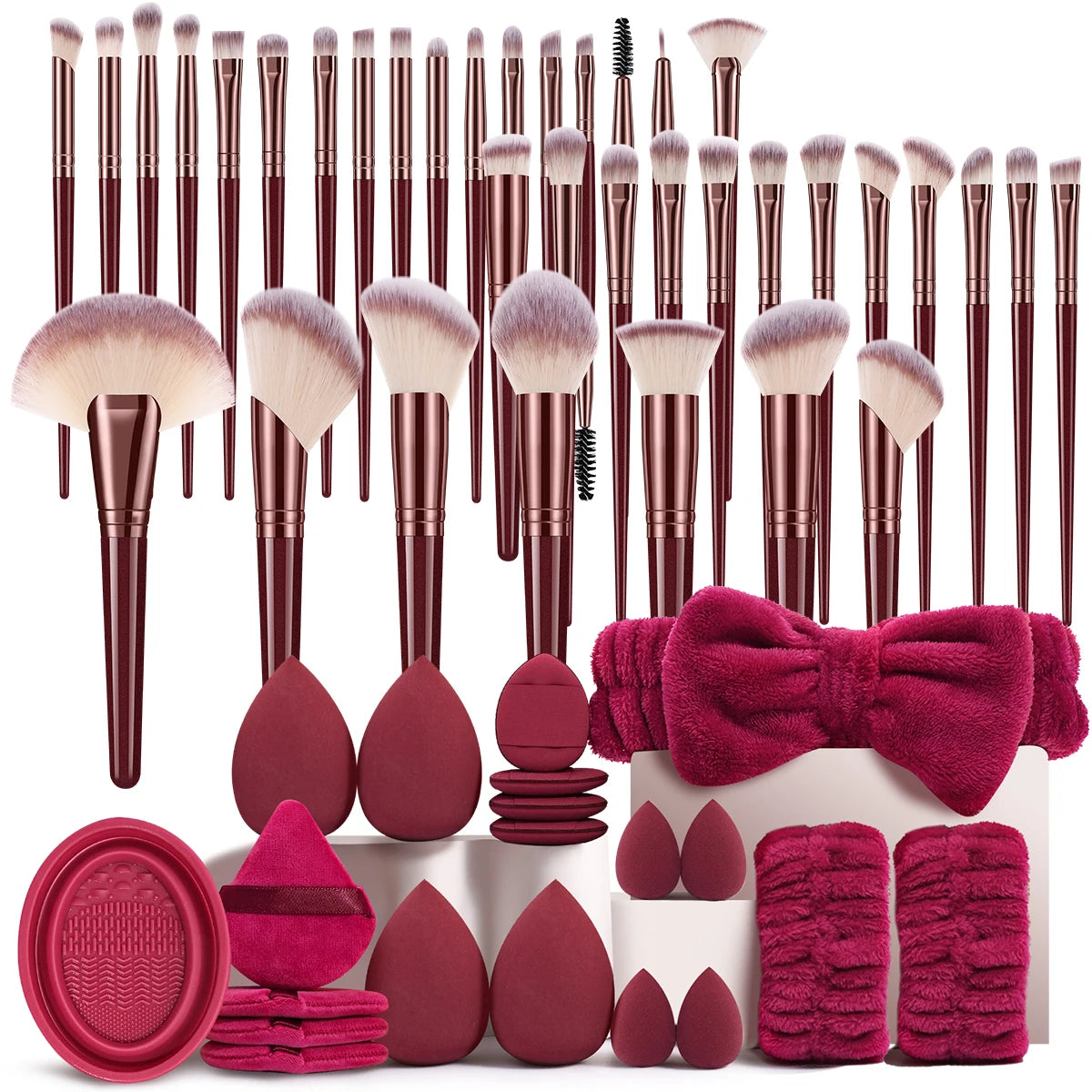 Set de 56 Piezas — Brochas, Esponjas y Borlas