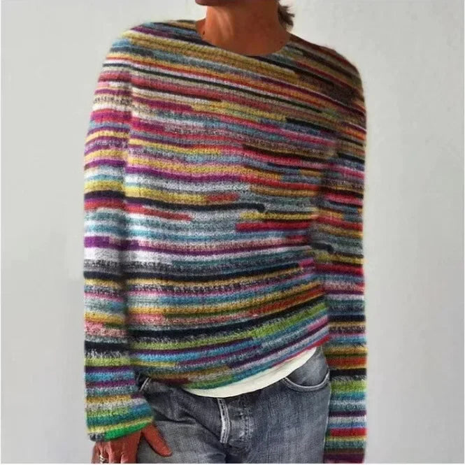 Sweater a Rayas Estampado — Corte Recto Streetwear