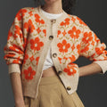 Cárdigan Floral Jacquard — Cuello Redondo