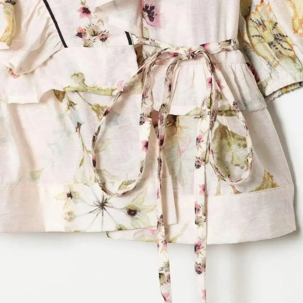 Blusa Kimono Floral Rosa — Amarre con Lazo