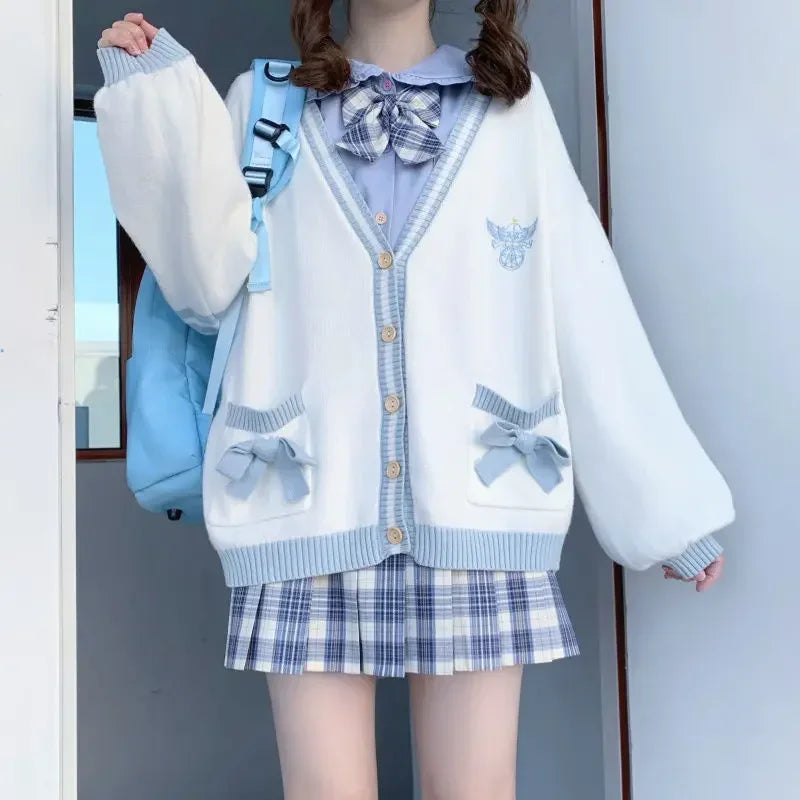 Cárdigan Oversize Bordado — Estilo Harajuku