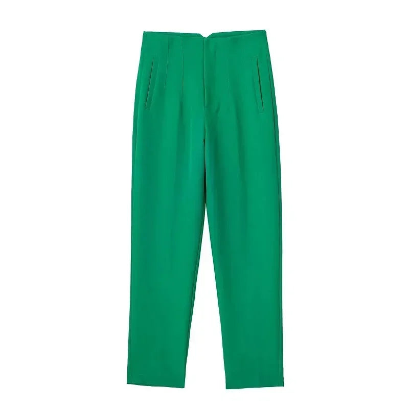 Pantalón Recto de Oficina Tiro Alto — Corte Formal
