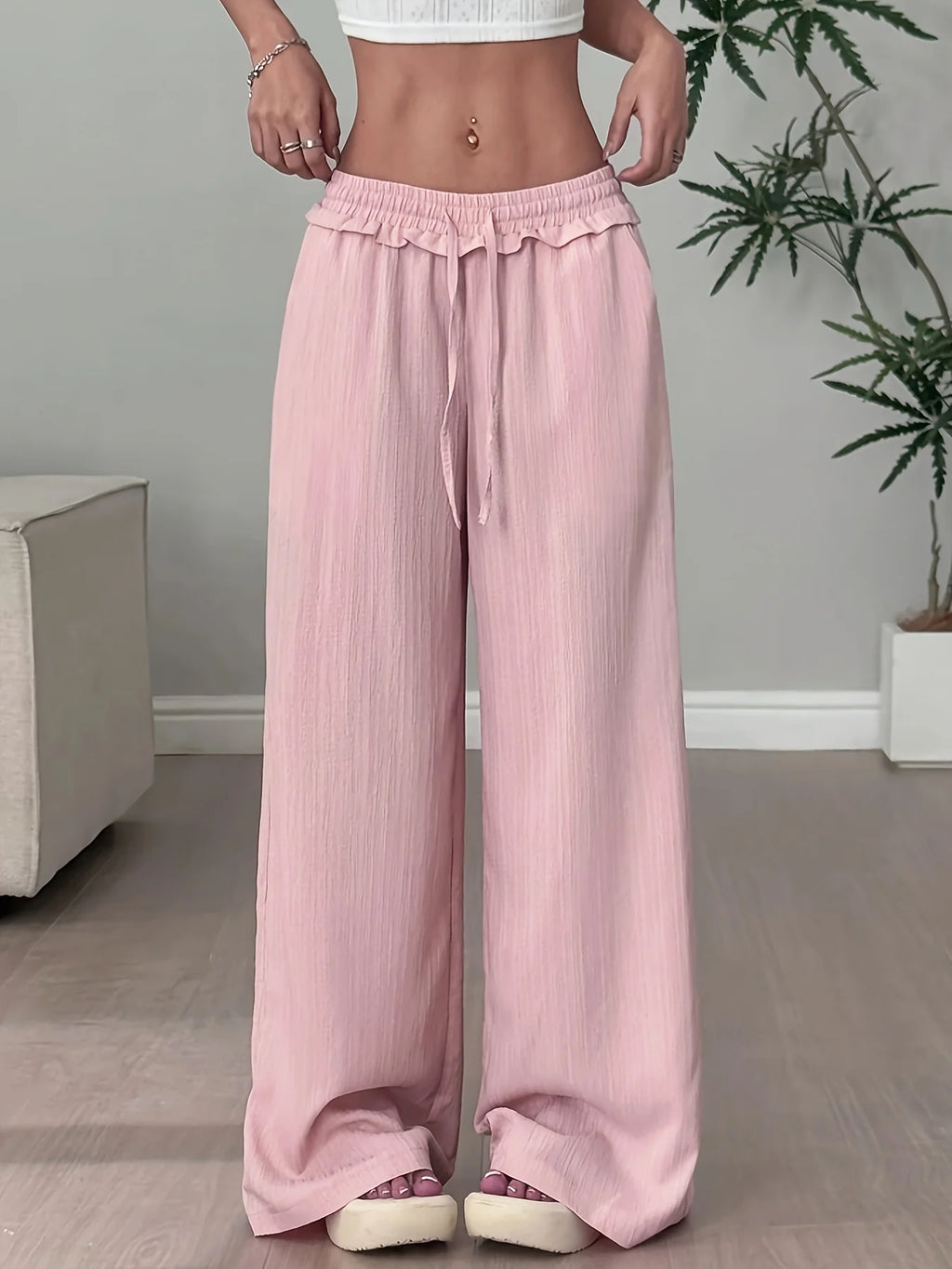 Pantalón Ancho Rosa Estilo Dopamine — Corte Relajado