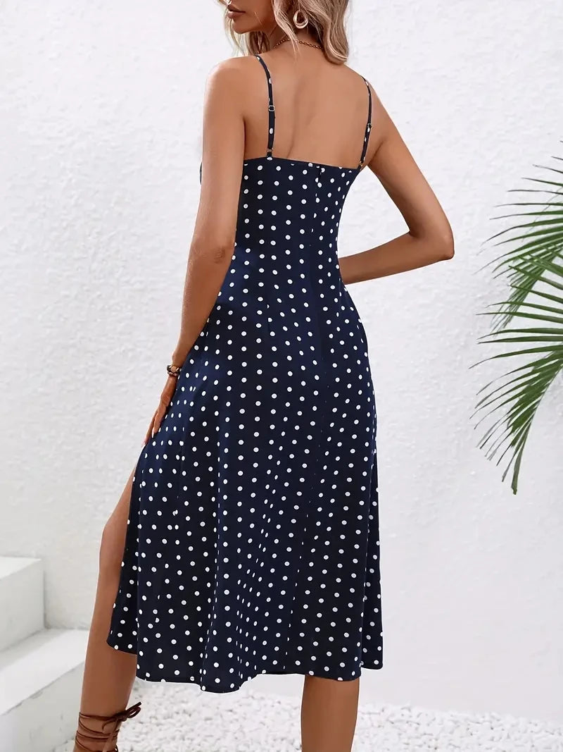 Vestido Boho de Tirantes Floral — Escote Cuadrado y Abertura