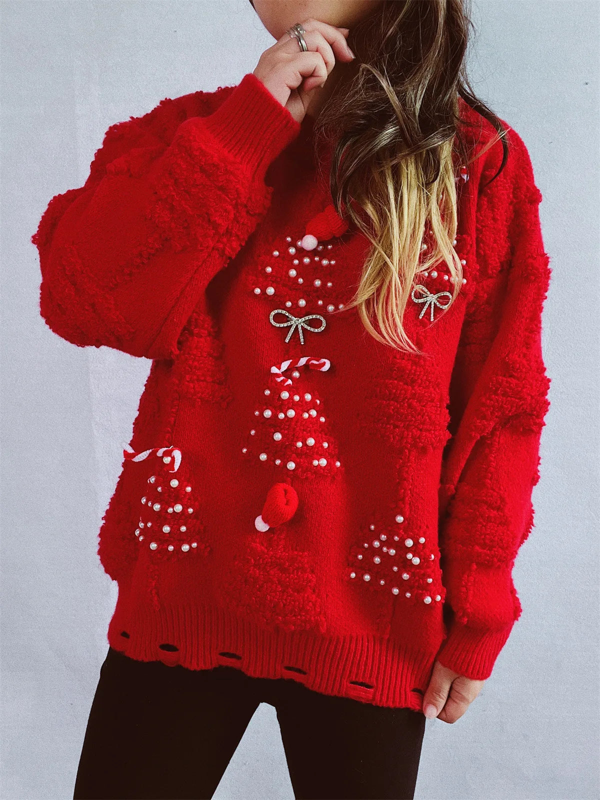 Sweater Navideño Grueso — Cuello Redondo Manga Larga