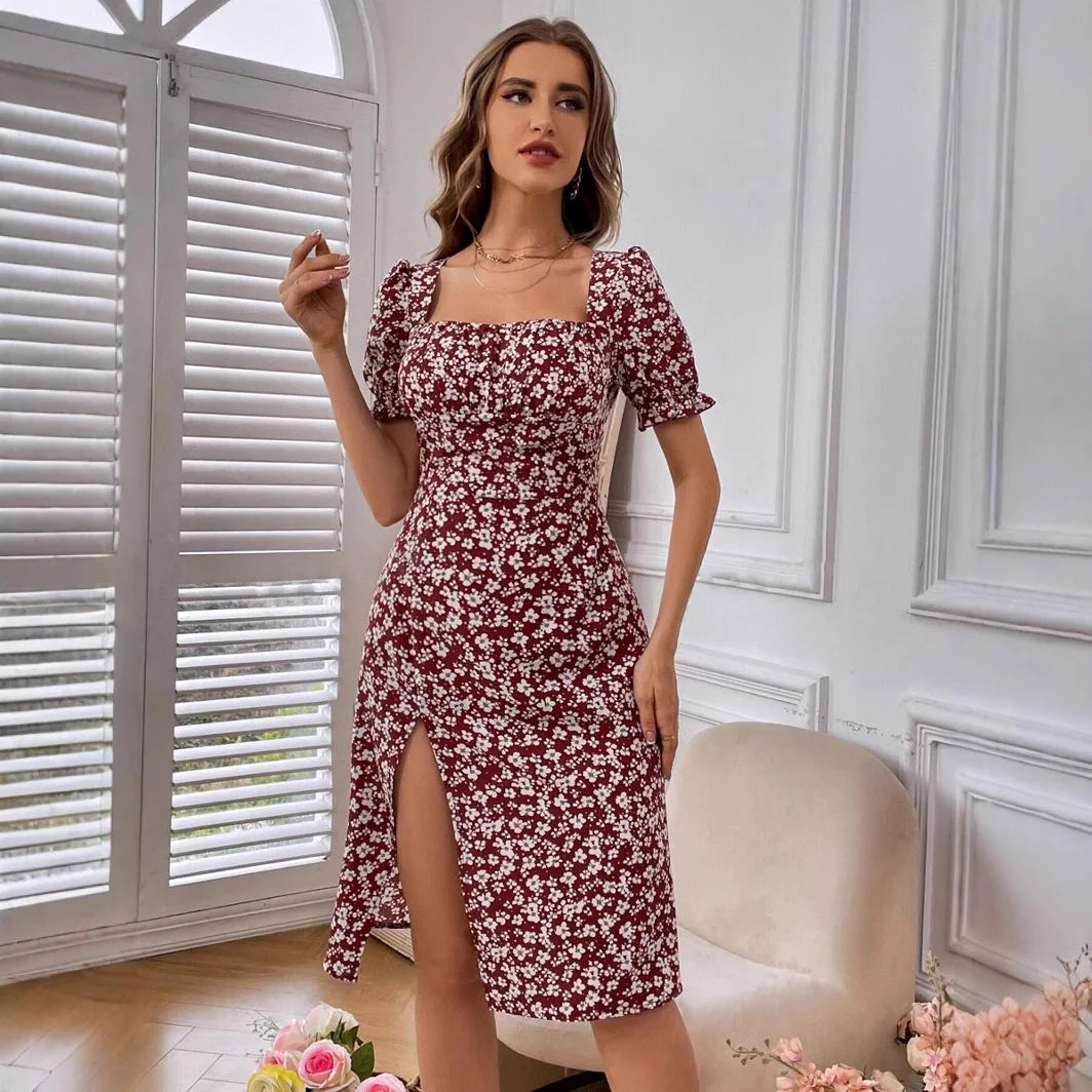 Vestido Midi Floral Manga Pétalo — Estilo Fresco