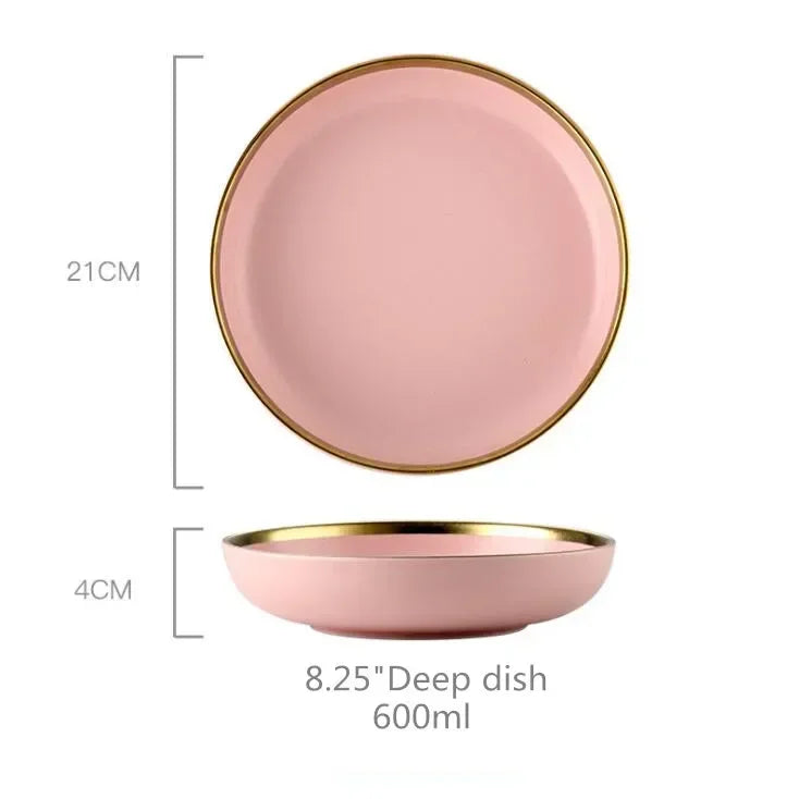 Set de Vajilla Porcelana Borde Dorado