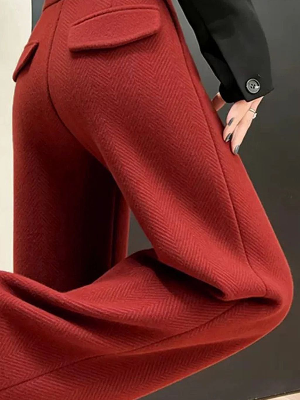 Pantalón Recto de Paño Grueso — Tiro Alto de Invierno