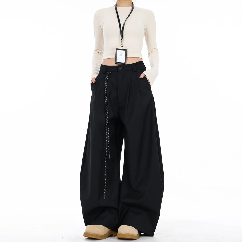 Pantalón de Vestir Recto Tiro Alto — Estilo Coreano de Oficina