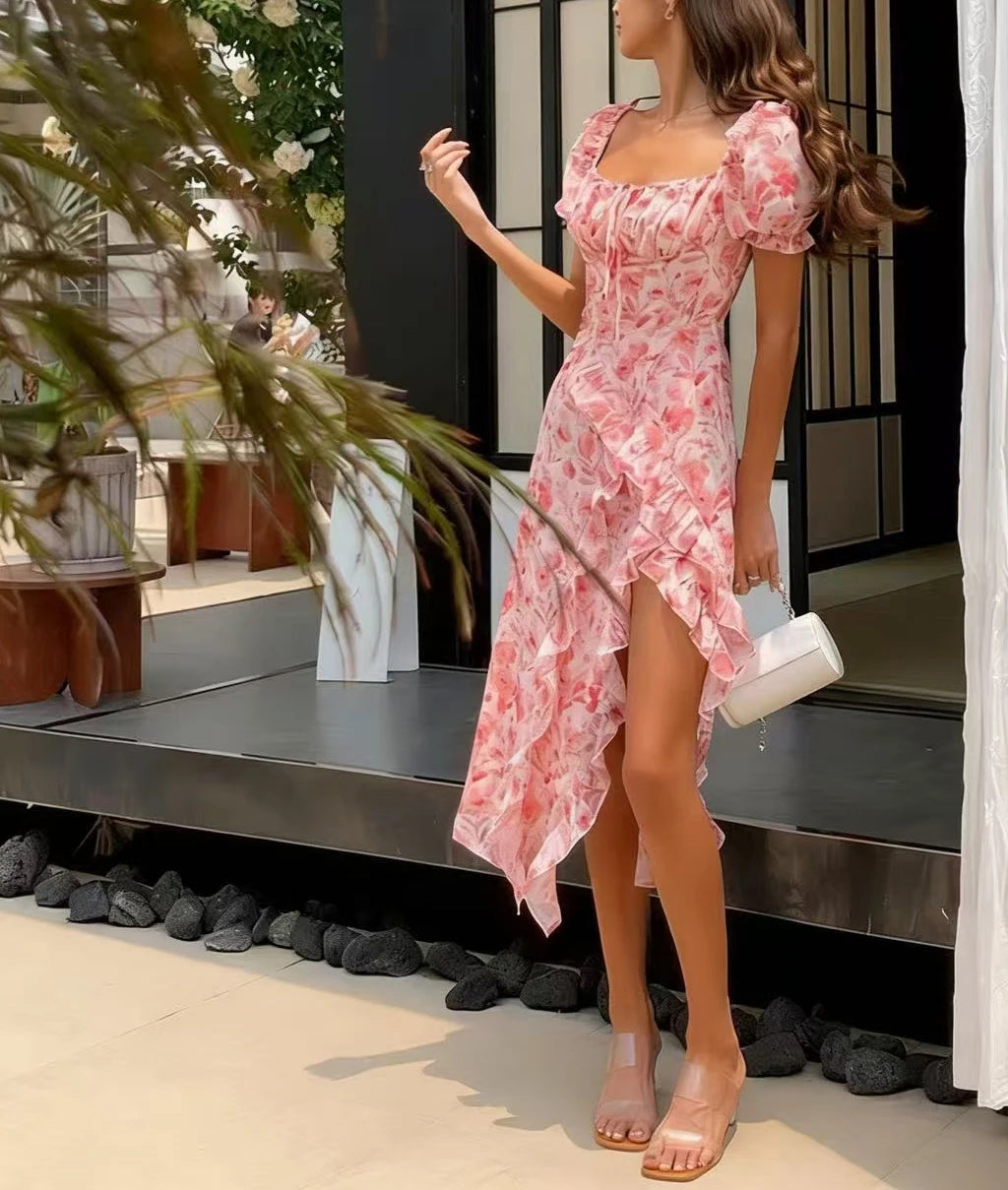 Vestido de Gasa Cuello Cuadrado — Dulce y Femenino
