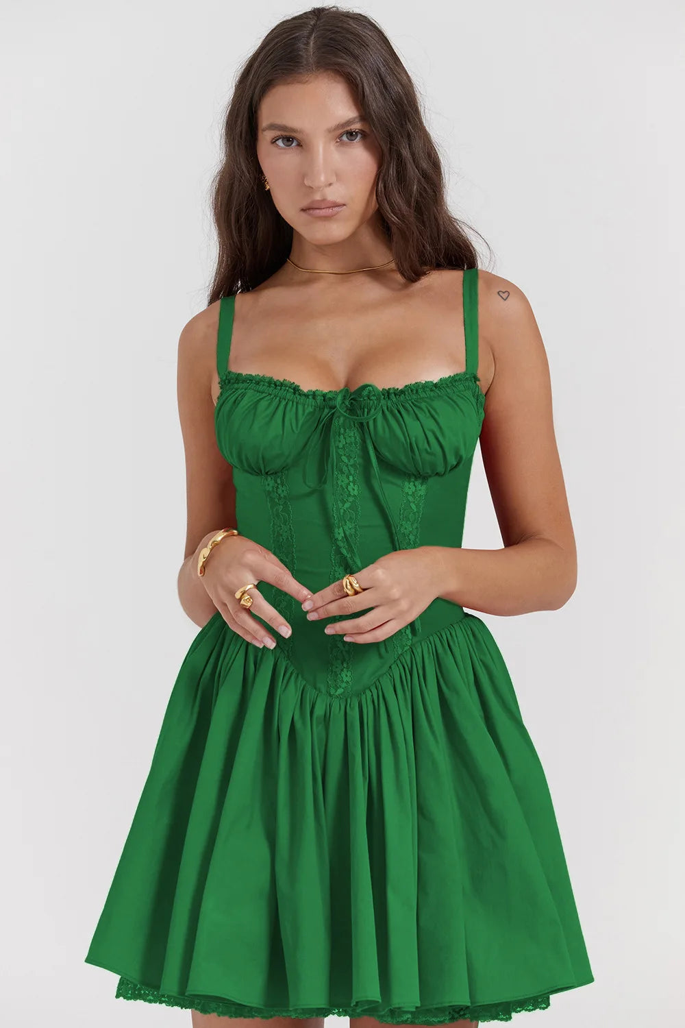 Vestido Corto Estilo Corsé con Encaje Floral
