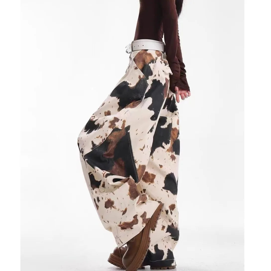 Jeans Anchos Bicolor Contraste — Estilo Retro Americano