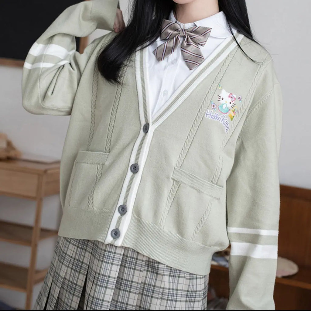 Sweater Bordado My Melody — Cárdigan Cuello V Kawaii