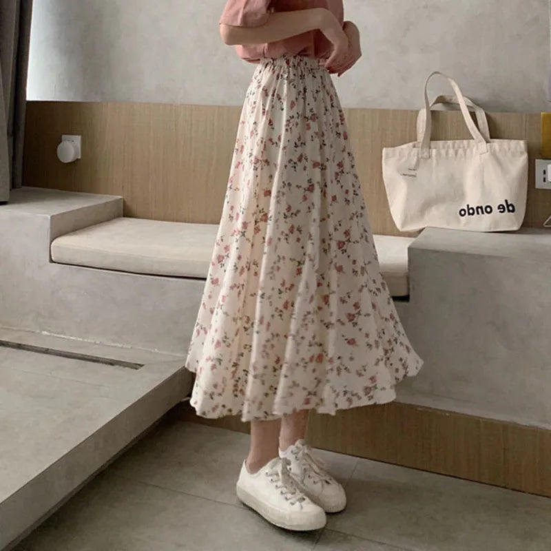 Falda Larga Trapecio Plisada — Silueta Romántica