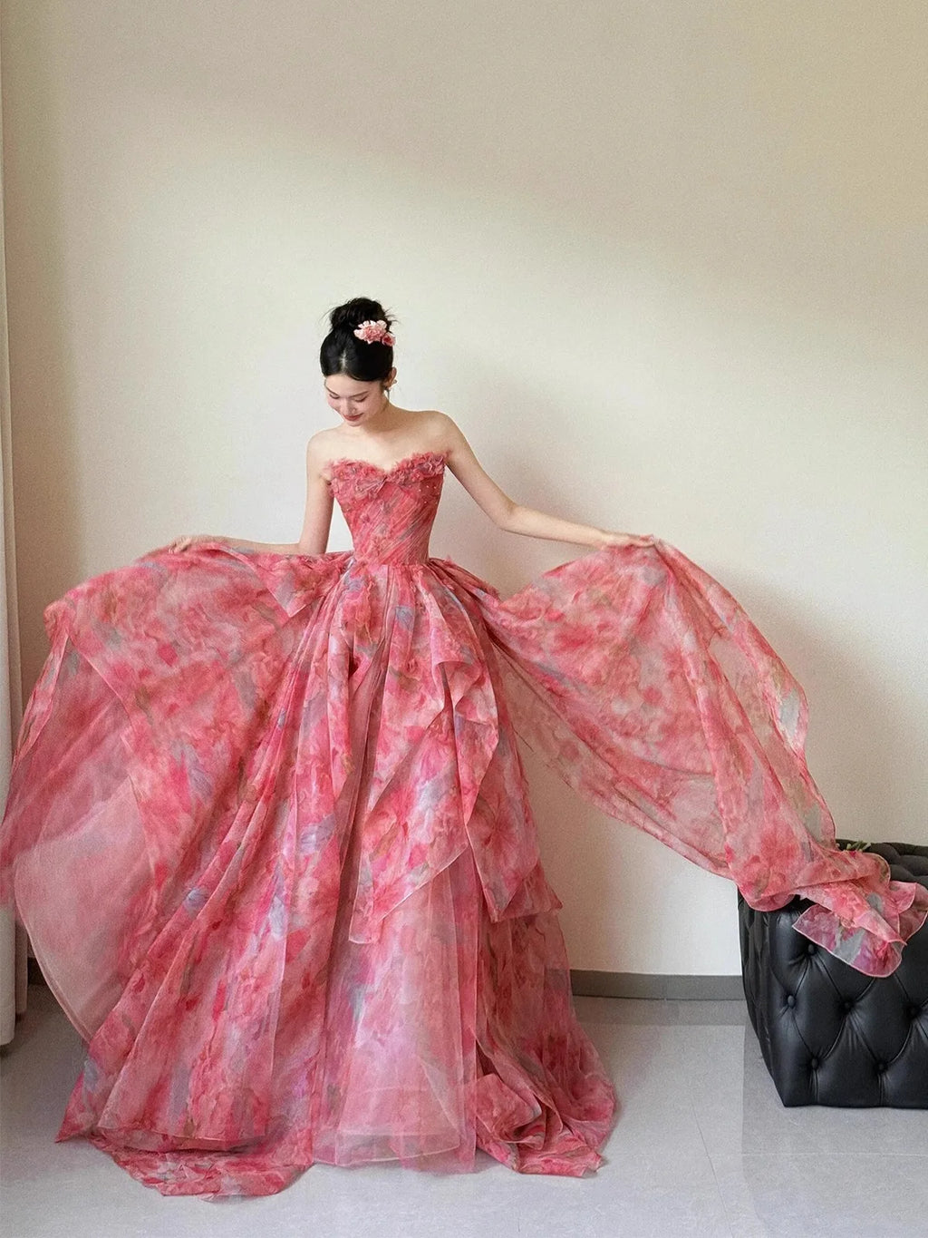Vestido de Gala Rosa Estilo Princesa — Ocasión de Lujo