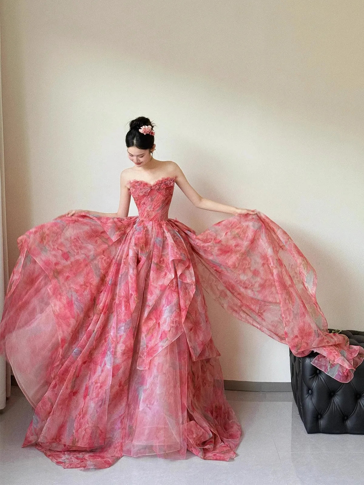 Vestido de Gala Rosa Estilo Princesa — Ocasión de Lujo