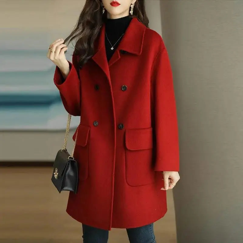 Abrigo de Lana Midi — Estilo Coreano Talla Grande