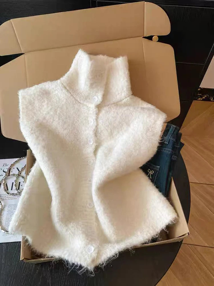 Chaleco Tejido Cuello Alto — Estilo Coreano