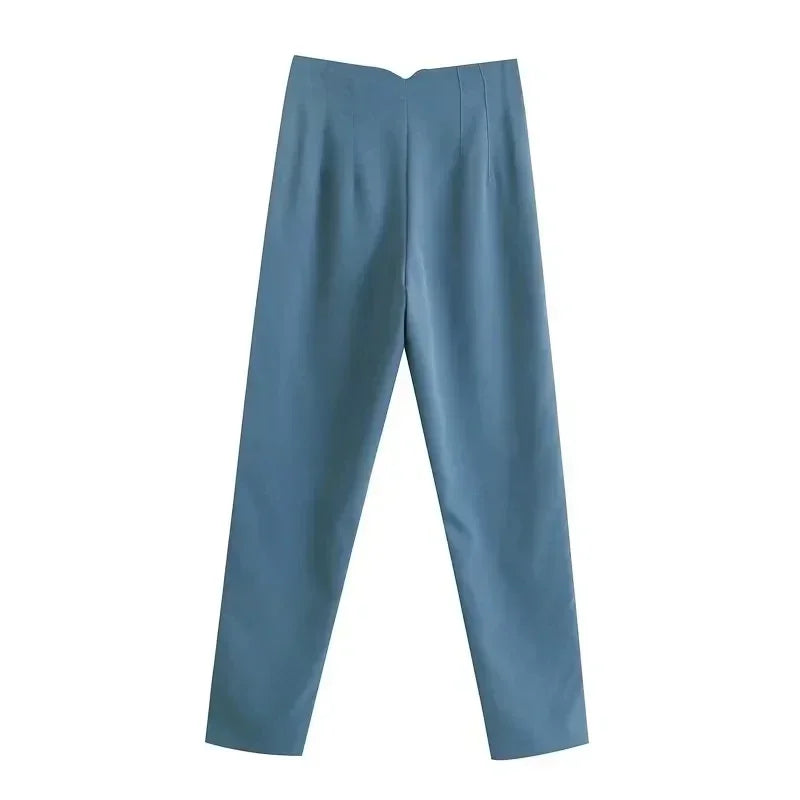 Pantalón Recto de Oficina Tiro Alto — Corte Formal