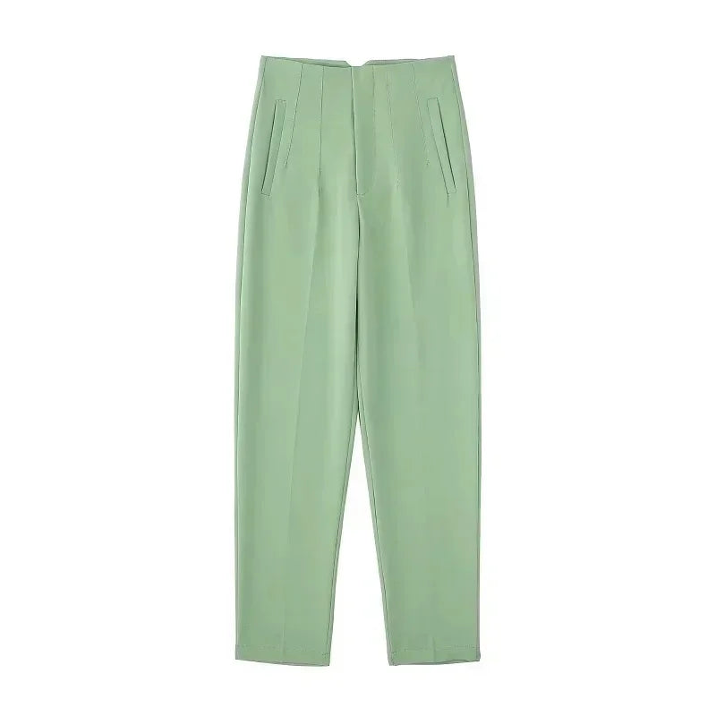 Pantalón Recto de Oficina Tiro Alto — Corte Formal