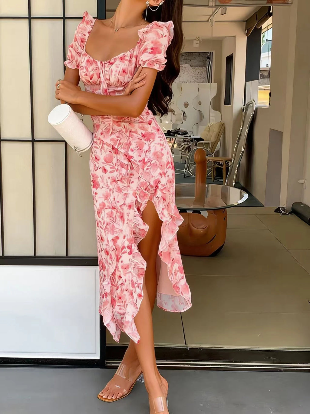 Vestido de Gasa Cuello Cuadrado — Dulce y Femenino
