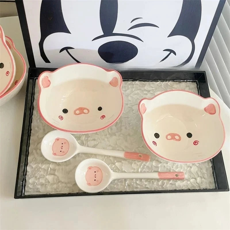 Bowl con Cuchara Diseño Cerdito