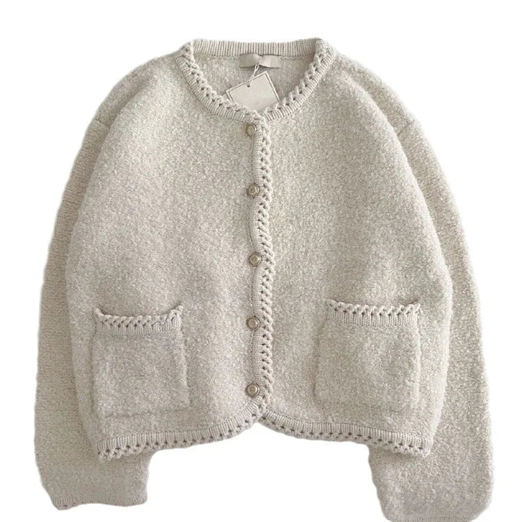 Cárdigan Tejido Cuello Redondo — Botonadura Frontal
