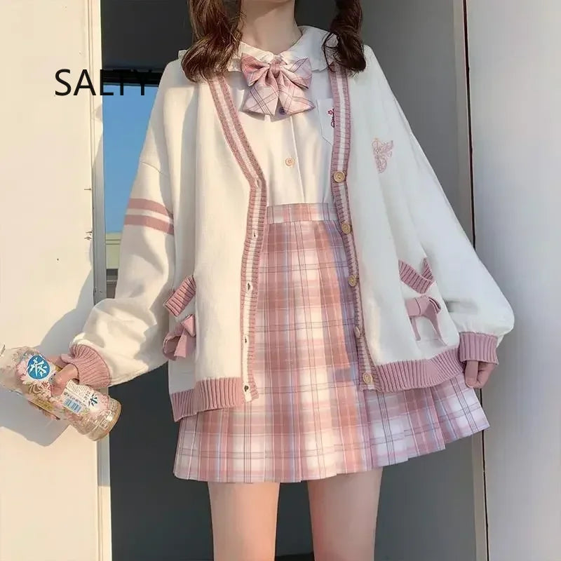 Cárdigan Oversize Bordado — Estilo Harajuku