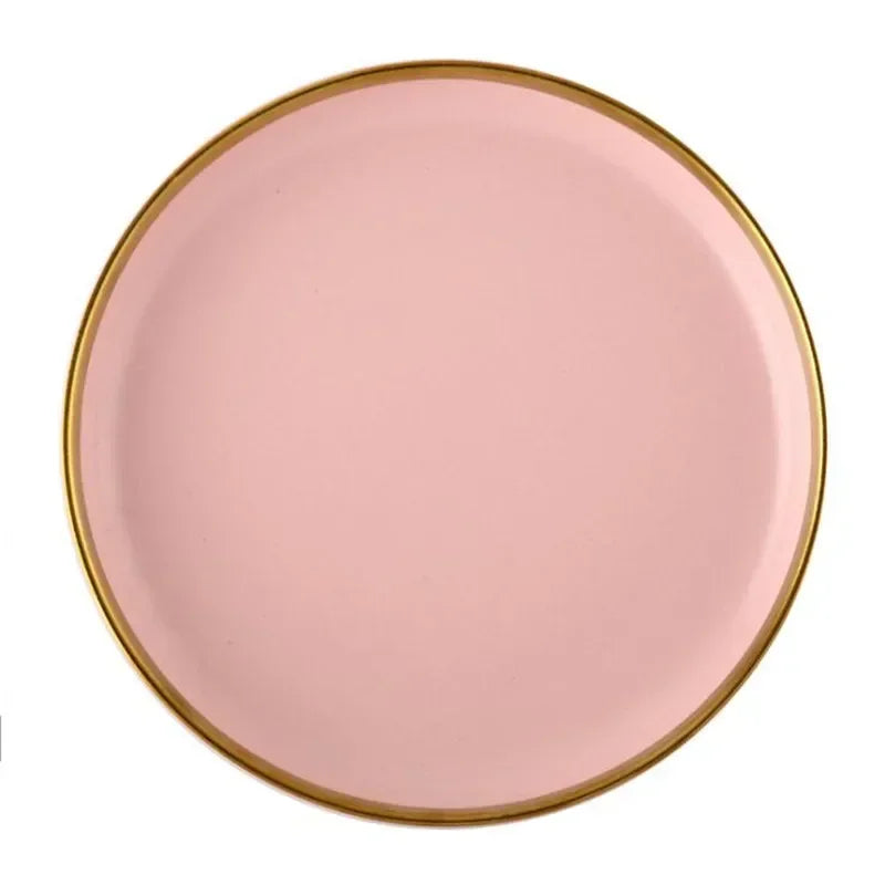 Set de Vajilla Porcelana Borde Dorado