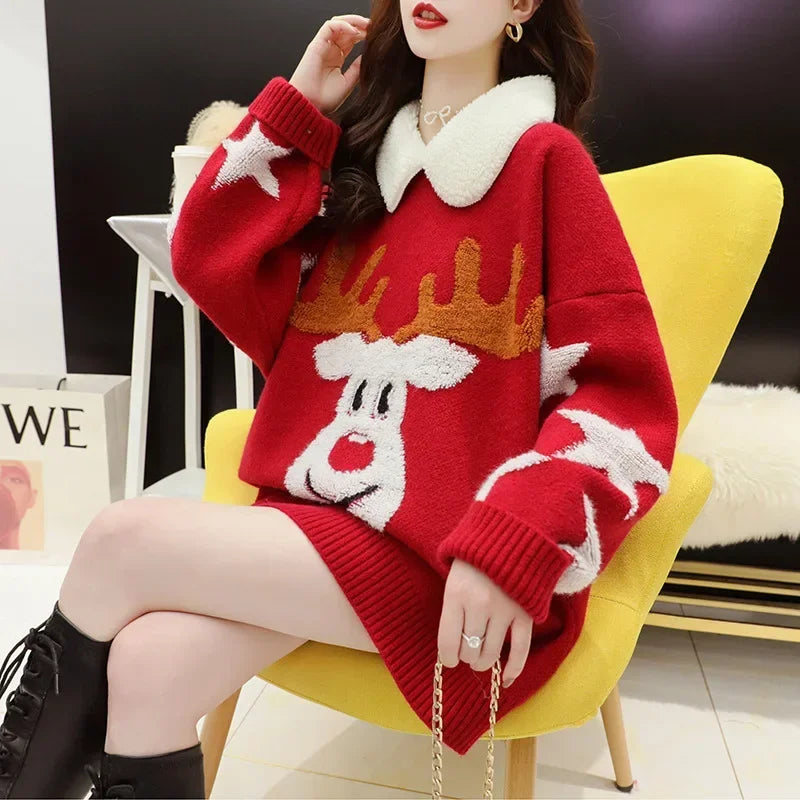 Sweater Navideño Cuello Peter Pan — Corte Holgado