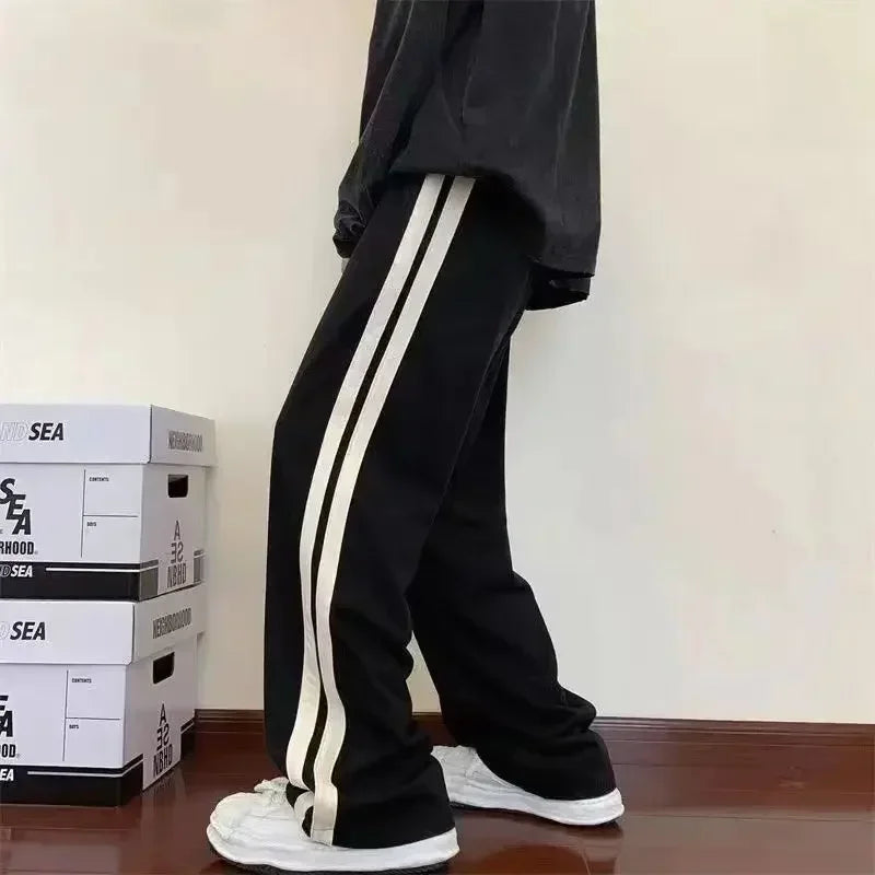 Pantalón Ancho a Rayas Estilo Coreano — Cintura Elástica