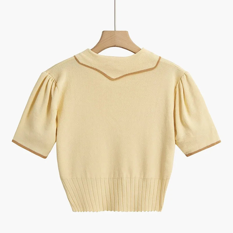 Sweater Color Block con Solapa — Manga Princesa