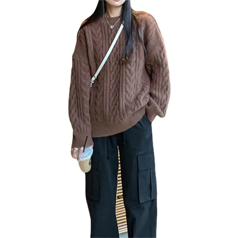 Sweater Grueso Cuello Redondo — Estilo Vintage Casual