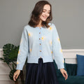 Cárdigan Tejido Floral con Botones — Cuello Redondo